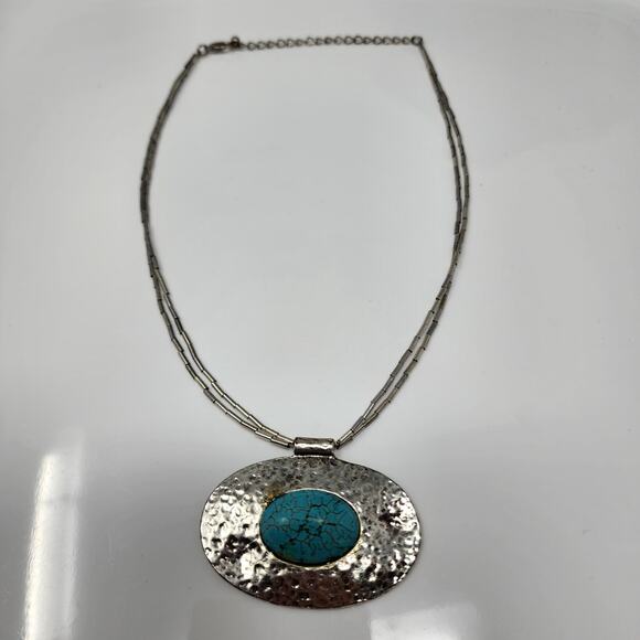 Vintage Hammered Silver Necklace - Picture 4 of 6